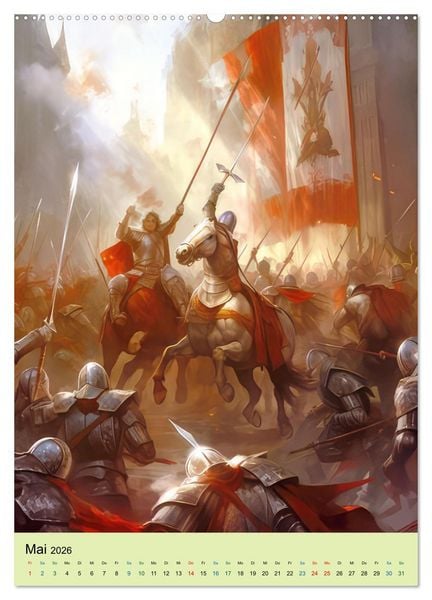 Produktbild: Drachen und stolze Ritter (hochwertiger Premium Wandkalender 2026 DIN A2 hoch), Kunstdruck in Hochglanz