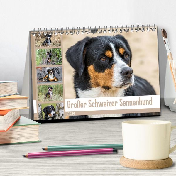 Produktbild: Gro&szlig;er Schweizer Sennenhund (Tischkalender 2026 DIN A5 quer), CALVENDO Monatskalender
