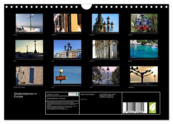 Produktbild: Stra&szlig;enlaternen in Europa (Wandkalender 2026 DIN A4 quer), CALVENDO Monatskalender