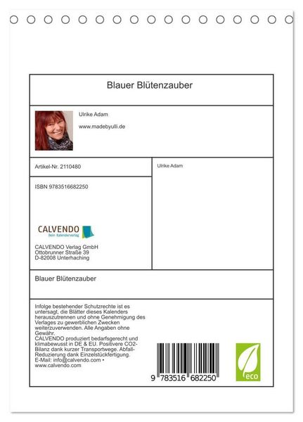 Produktbild: Blauer Bl&uuml;tenzauber (Tischkalender 2026 DIN A5 hoch), CALVENDO Monatskalender