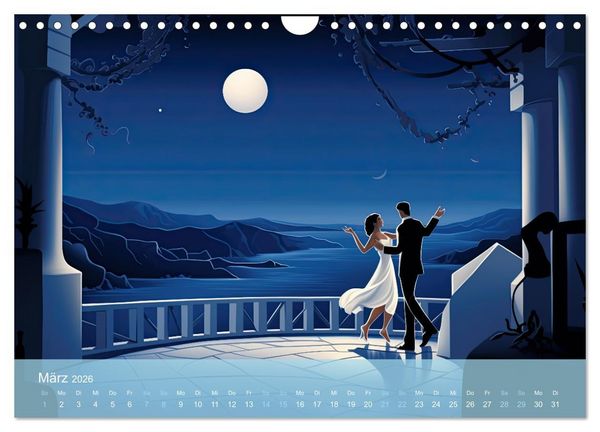 Produktbild: Santorini, Griechenland -Romatische Abendstimmung- (Wandkalender 2026 DIN A4 quer), CALVENDO Monatskalender
