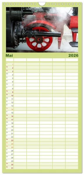 Produktbild: Familienplaner 2026 - Dampflok auf Usedom mit 5 Spalten (Wandkalender, 21 x 45 cm) CALVENDO