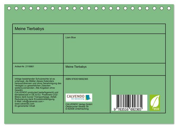 Produktbild: Meine Tierbabys (Tischkalender 2026 DIN A5 quer), CALVENDO Monatskalender