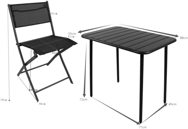 Produktbild: 3 tlg. Bistroset Balkonset Gartenset Metall Sumila