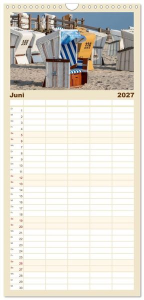 Produktbild: Familienplaner 2027 - Sankt Peter-Ording - Str&auml;nde, D&uuml;nen, Weite mit 5 Spalten (Wandkalender, 21 x 45 cm) CALVENDO