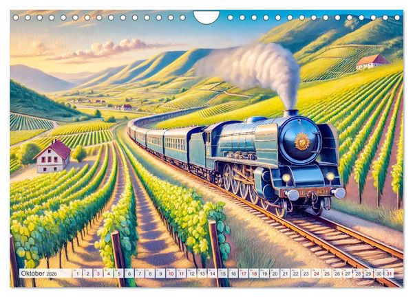 Produktbild: Faszination Eisenbahn - Lokomotiven und Landschaften der Welt (Wandkalender 2026 DIN A4 quer), CALVENDO Monatskalender