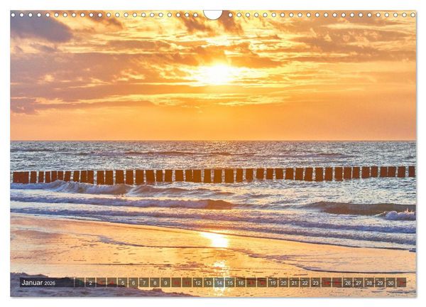 Produktbild: Sonnenunterg&auml;nge an Ostseek&uuml;ste und Bodden (Wandkalender 2026 DIN A3 quer), CALVENDO Monatskalender
