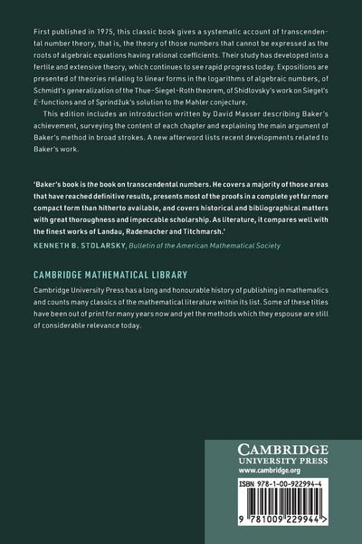 Produktbild: Transcendental Number Theory