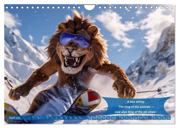 Produktbild: Funny charming animals as skiers (Wall Calendar 2026 DIN A4 landscape), CALVENDO 12 Month Wall Calendar