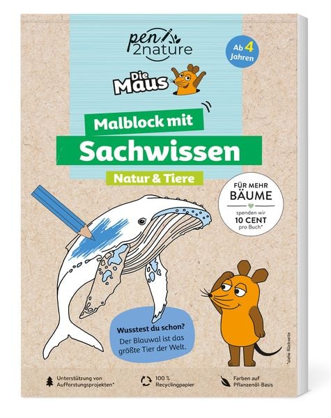 Produktbild: Die Maus - Malblock mit Sachwissen Natur & Tiere