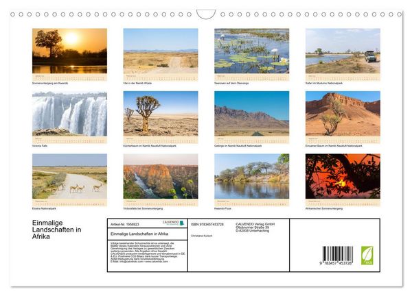 Produktbild: Einmalige Landschaften in Afrika (Wandkalender 2026 DIN A3 quer), CALVENDO Monatskalender