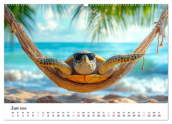 Produktbild: CHILL MAL - Entspannte Schildkr&ouml;ten beim Faulenzen (hochwertiger Premium Wandkalender 2026 DIN A2 quer), Kunstdruck in Hochglanz