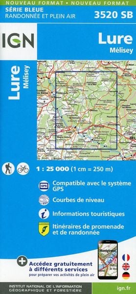 Lure.Mélisey 1:25 000, Karte von Collectif Ign, IGN Frankreich, 978-2-7585-4970-3