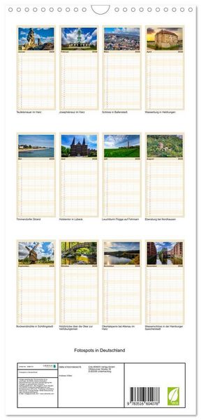 Produktbild: Familienplaner 2026 - Fotospots in Deutschland mit 5 Spalten (Wandkalender, 21 x 45 cm) CALVENDO