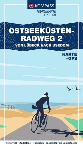 Produktbild: KOMPASS Fahrrad-Tourenkarte Ostseek&uuml;stenradweg 2 - von L&uuml;beck nach Usedom 1:50.000