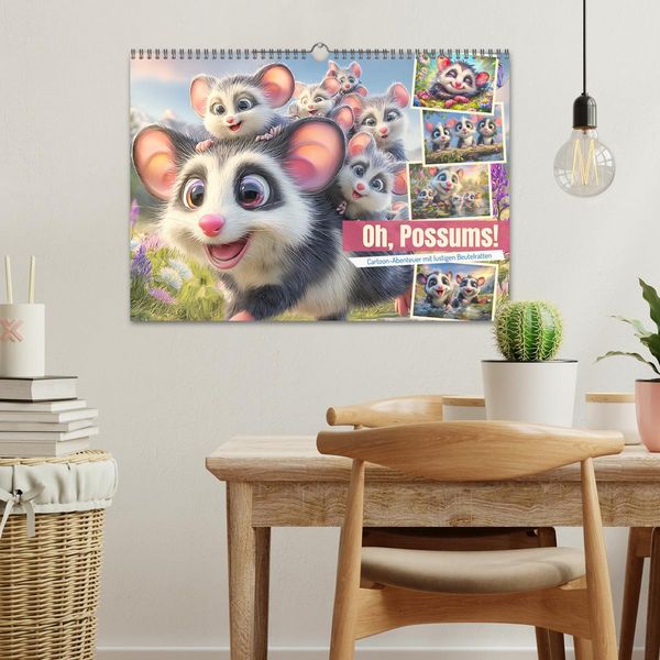 Produktbild: Oh, Possums! Cartoon-Abenteuer mit lustigen Beutelratten (Wandkalender 2026 DIN A3 quer), CALVENDO Monatskalender