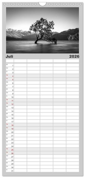 Produktbild: Familienplaner 2026 - Monochrome Wonders mit 5 Spalten (Wandkalender, 21 x 45 cm) CALVENDO