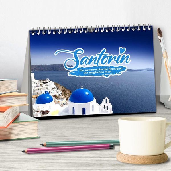 Produktbild: SANTORIN &ndash; Die atemberaubende Sch&ouml;nheit der magischen Insel (Tischkalender 2026 DIN A5 quer), CALVENDO Monatskalender