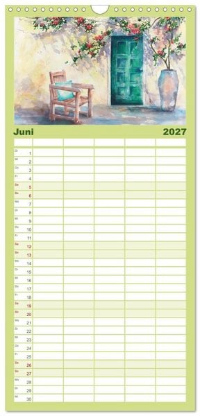 Produktbild: Familienplaner 2027 - Garten Aquarelle mit 5 Spalten (Wandkalender, 21 x 45 cm) CALVENDO