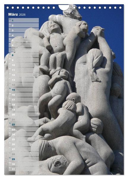 Produktbild: Skulpturen im Vigeland-Park Oslo (Wandkalender 2026 DIN A4 hoch), CALVENDO Monatskalender
