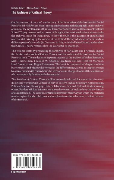 Produktbild: The Archives of Critical Theory