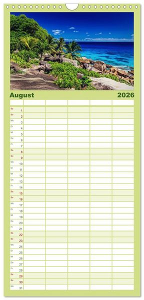 Produktbild: Familienplaner 2026 - Seychellen Traumstr&auml;nde im Paradies mit 5 Spalten (Wandkalender, 21 x 45 cm) CALVENDO