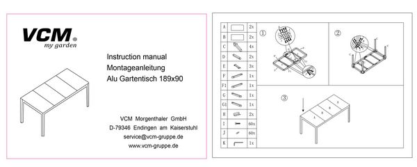 Produktbild: Aluminium Glas Gartentisch Balkontisch 189x90 cm