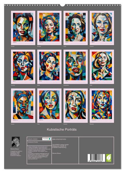 Produktbild: Kubistische Portr&auml;ts (hochwertiger Premium Wandkalender 2026 DIN A2 hoch), Kunstdruck in Hochglanz
