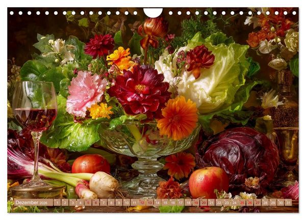 Produktbild: Bloom und Bite. KI mixt Blumen, Obst und Gem&uuml;se (Wandkalender 2026 DIN A4 quer), CALVENDO Monatskalender