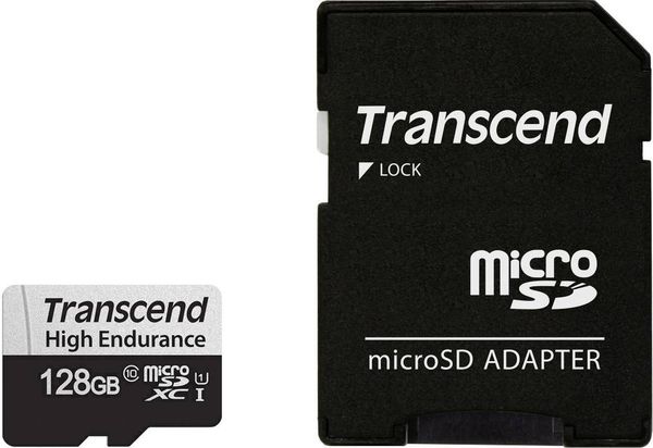 Transcend High Endurance 350V microSDXC-Karte Class 10, UHS-I inkl. SD-Adapter