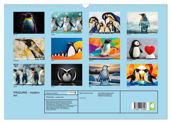 Produktbild: PINGUINE - modern Art (Wandkalender 2026 DIN A3 quer), CALVENDO Monatskalender