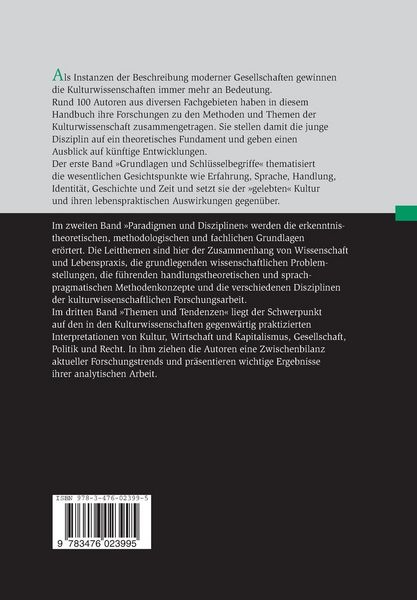 Produktbild: Handbuch der Kulturwissenschaften