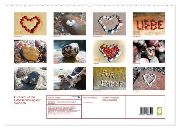 Produktbild: F&uuml;r Dich! - Eine Liebeserkl&auml;rung auf steinisch (hochwertiger Premium Wandkalender 2026 DIN A2 quer), Kunstdruck in Hochglanz