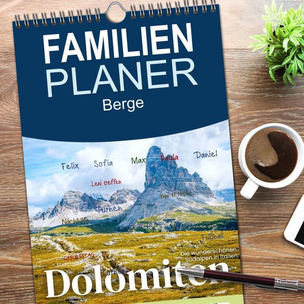 Produktbild: Familienplaner 2026 - Dolomiten - Die wundersch&ouml;nen S&uuml;dalpen in Italien. mit 5 Spalten (Wandkalender, 21 x 45 cm) CALVENDO