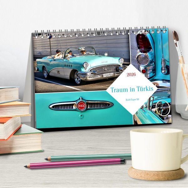 Produktbild: Traum in T&uuml;rkis - Buick Super 50 (Tischkalender 2026 DIN A5 quer), CALVENDO Monatskalender