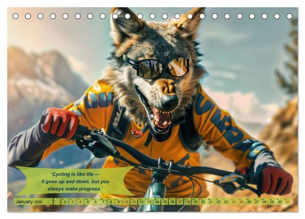 Produktbild: Funny charming animals on a bicycle (Desk Calendar 2026 DIN A5 landscape), CALVENDO 12 Month DeskCalendar