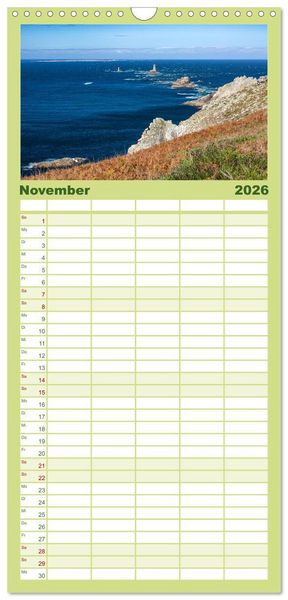 Produktbild: Familienplaner 2026 - Cornouaille - Ein Ausflug in den S&uuml;dwesten der Bretagne mit 5 Spalten (Wandkalender, 21 x 45 cm) CALVENDO