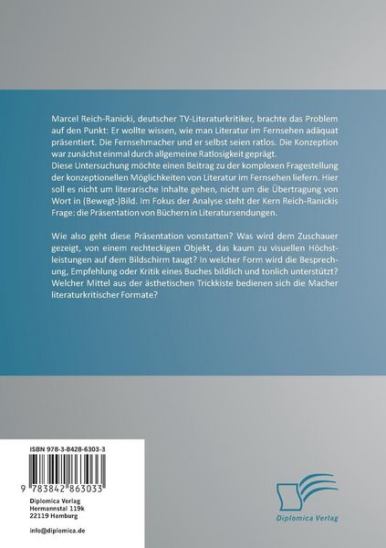 Produktbild: Literatur im Fernsehen: Konzeption und Gestaltung dreier literarischer Talkformate des ZDF