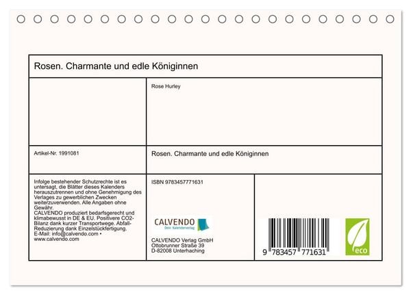 Produktbild: Rosen. Charmante und edle K&ouml;niginnen (Tischkalender 2026 DIN A5 quer), CALVENDO Monatskalender