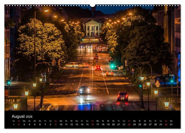 Produktbild: M&uuml;nchen bei Nacht (hochwertiger Premium Wandkalender 2026 DIN A2 quer), Kunstdruck in Hochglanz