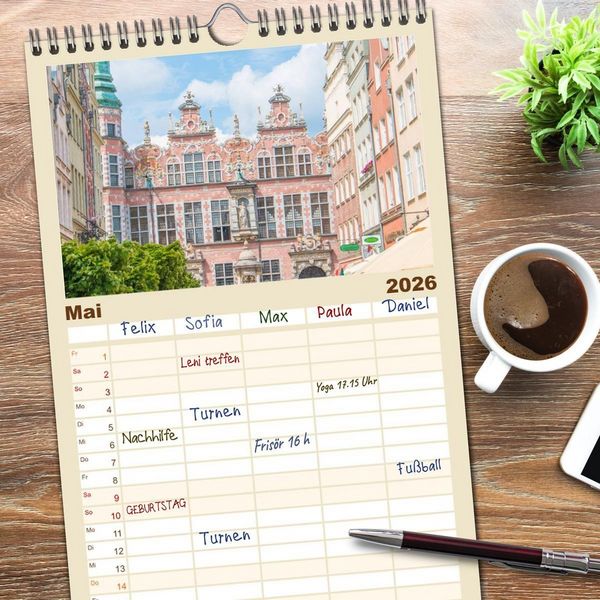 Produktbild: Familienplaner 2026 - Danzig - Polnische Hansestadt mit 5 Spalten (Wandkalender, 21 x 45 cm) CALVENDO