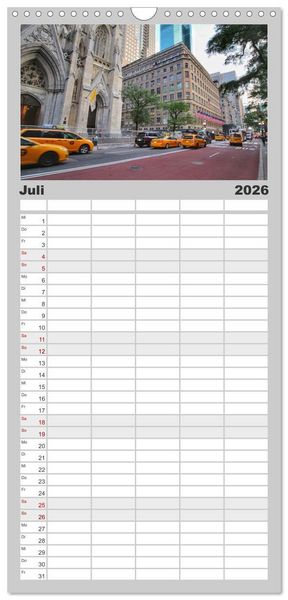 Produktbild: Familienplaner 2026 - Streets of New York - Zu Fu&szlig; durch die Metropole der Superlative mit 5 Spalten (Wandkalender, 21 x 45 cm) CALVENDO