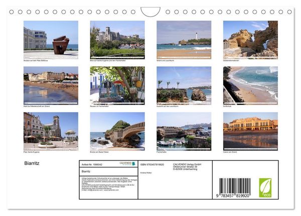 Produktbild: Biarritz (Wandkalender 2026 DIN A4 quer), CALVENDO Monatskalender