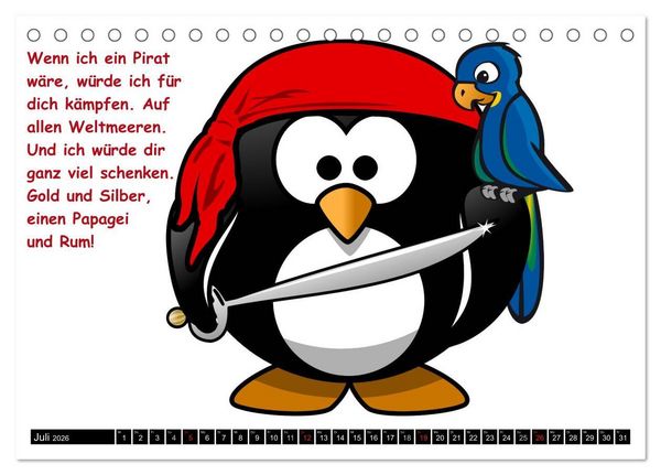 Produktbild: Pinguine im siebten Himmel! (Tischkalender 2026 DIN A5 quer), CALVENDO Monatskalender