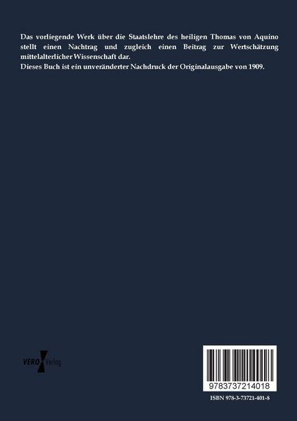 Produktbild: Die Staatslehre des h. Thomas von Aquino
