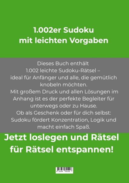 Produktbild: 1.002er Sudoku leicht