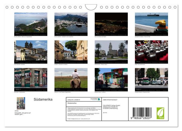 Produktbild: S&uuml;damerika (Wandkalender 2026 DIN A4 quer), CALVENDO Monatskalender