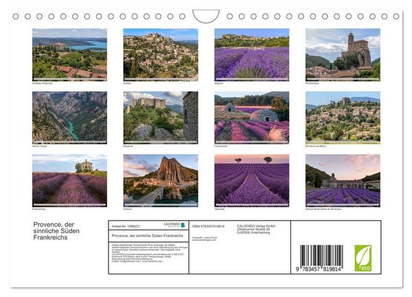Produktbild: Provence, der sinnliche S&uuml;den Frankreichs (Wandkalender 2026 DIN A4 quer), CALVENDO Monatskalender