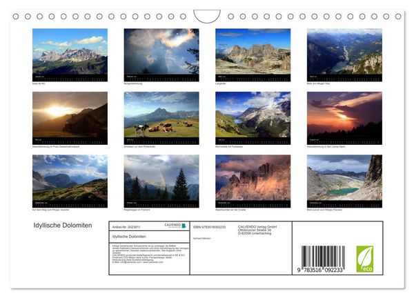 Produktbild: Idyllische Dolomiten (Wandkalender 2026 DIN A4 quer), CALVENDO Monatskalender