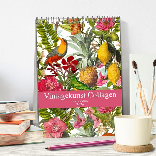 Produktbild: Vintagekunst Collagen (Tischkalender 2026 DIN A5 hoch), CALVENDO Monatskalender